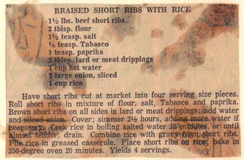 Braised Short Ribs With Rice - Vintage Recipe