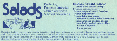 Recipe Card For Broiled Turkey Salad