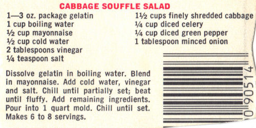 Recipe Clipping For Cabbage Souffle Salad