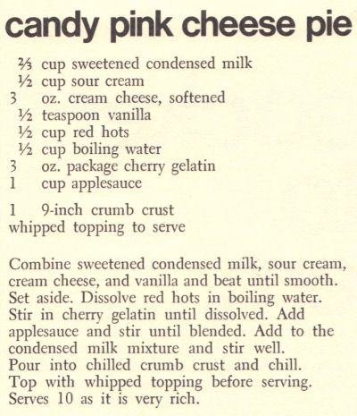 Vintage Recipe For Candy Pink Cheese Pie