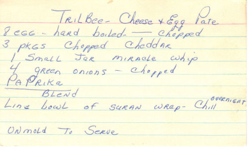 Handwritten Recipe For Cheese And Egg Pate