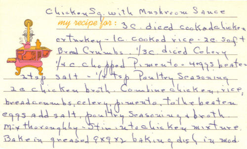 Handwritten Recipe Card For Chicken Squares