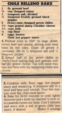 Recipe Clipping For Chile Relleno Bake