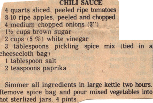 Recipe Clipping For Chili Sauce