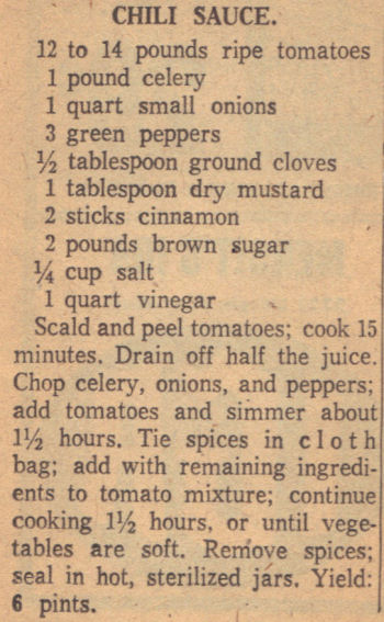 Recipe Clipping For Chili Sauce