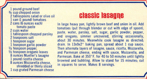 Recipe For Classic Lasagne Clipping