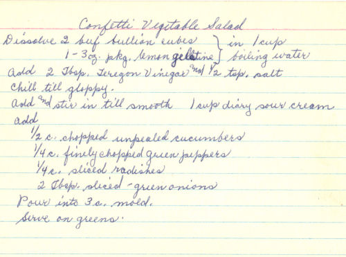 Handwritten Recipe Card For Confetti Vegetable Salad