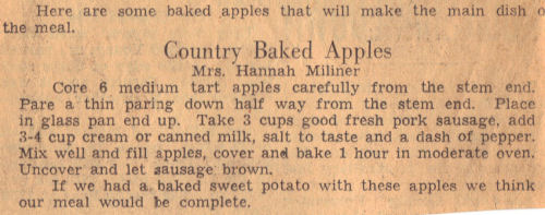 Vintage Recipe Clipping For Country Baked Apples