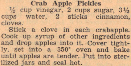 Recipe Clipping For Crab Apple Pickles