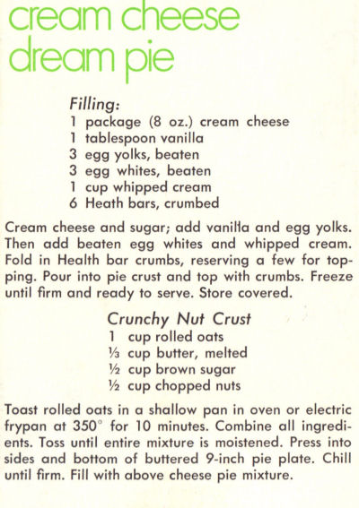 Recipe Clipping For Cream Cheese Dream Pie