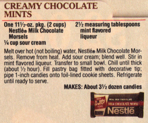 Recipe Clipping For Chocolate Mints