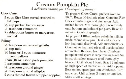 Recipe For Creamy Pumpkin Pie