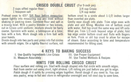 Recipe Clipping For Double Crust Pie