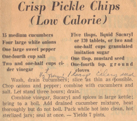 Vintage Clipping For Crisp Pickle Chips