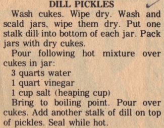 Vintage Clipping For Making Dill Pickles