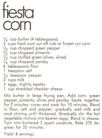 Recipe Clipping For Fiesta Corn