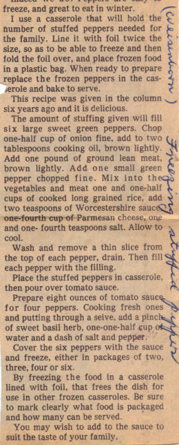 Instructions For Freezing Stuffed Peppers