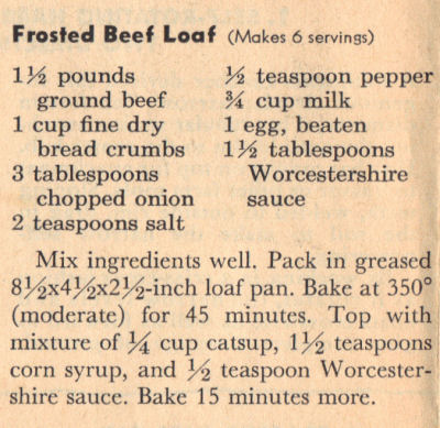 Vintage Meatloaf Recipe Clipping