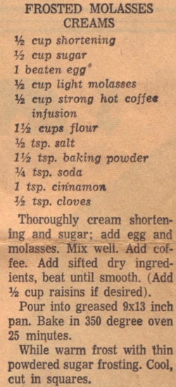 Vintage Recipe For Frosted Molasses Creams