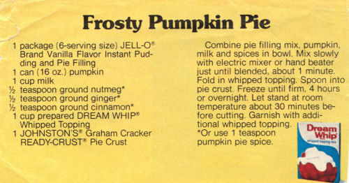 Recipe For Frosty Pumpkin Pie