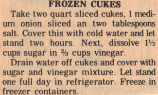 Instructions For Freezing Cucumbers - Vintage Clipping