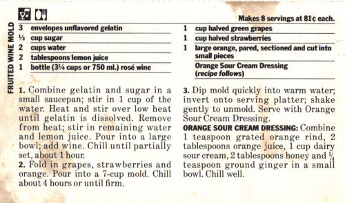 Fruited Wine Mold Recipe Card - Side Two