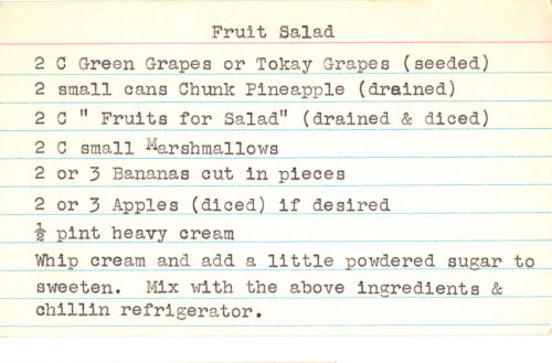 Typed Recipe Card For Fruit Salad