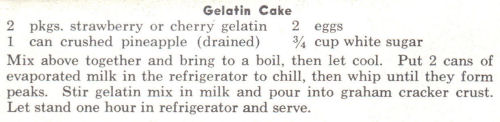 Recipe Clipping For Gelatin Cake