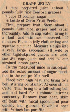 Vintage Clipping For Grape Jelly Recipe