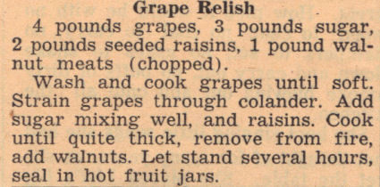 Old Clipping For Grape Relish