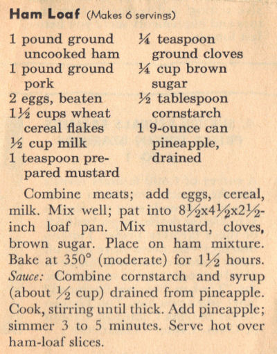 Vintage Ham Loaf Recipe