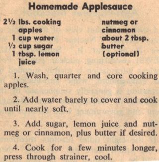 Recipe Clipping For Homemade Applesauce