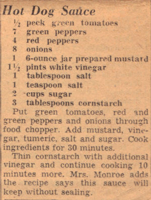 Vintage Recipe For Hot Dog Sauce