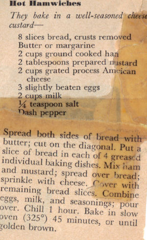 Recipe Clipping For Hot Hamwiches