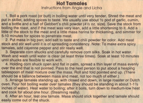 Clipping For Hot Tamales Recipe Instructions