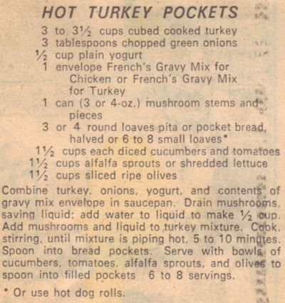 Vintage Recipe For Hot Turkey Pockets