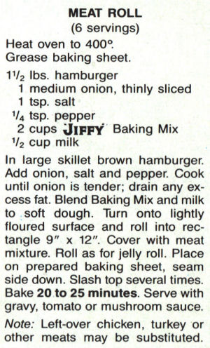 Recipe Clipping For Jiffy Meat Roll