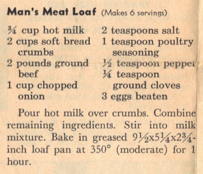 Man's Meatloaf Recipe Clipping