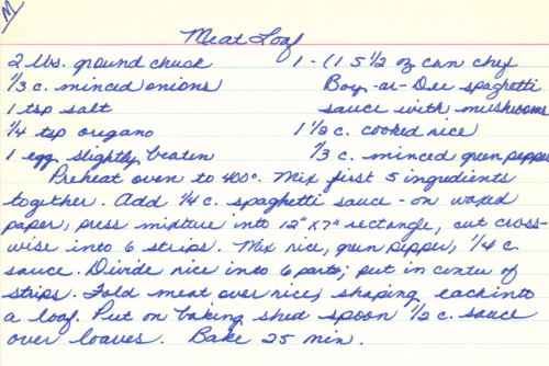 Handwritten Meatloaf Recipe