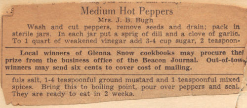 Vintage Recipe For Medium Hot Peppers