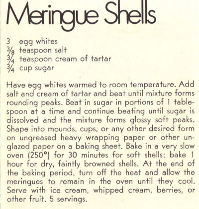 Recipe Clipping For Meringue Shells