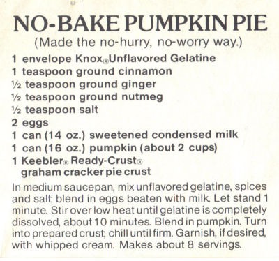 Recipe For No-Bake Pumpkin Pie