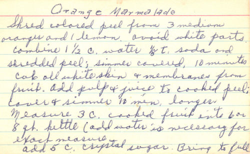 Handwritten Recipe For Orange Marmalade