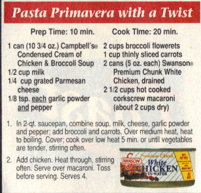 Recipe Clipping For Pasta Primavera