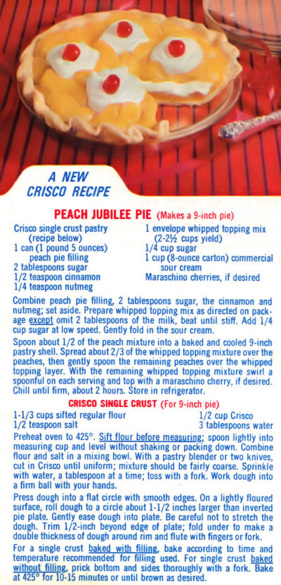 Recipe Clipping For Peach Jubilee Pie