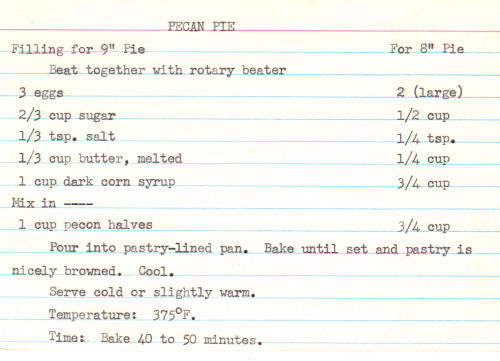 Recipe For Pecan Pie