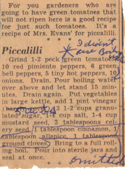 Recipe Clipping For Piccalilli