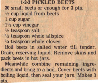 Vintage Clipping For Pickled Beets