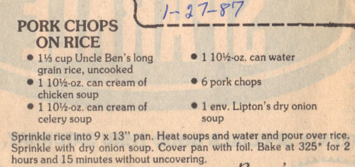 Recipe Clipping For Pork Chops On Rice