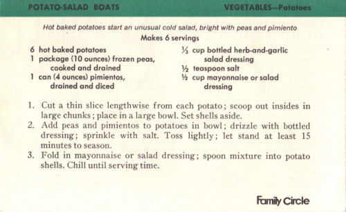 Recipe Card For Potato Salad Boats